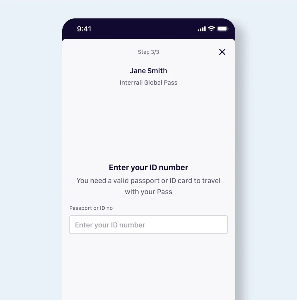 Step three of activating a mobile pass