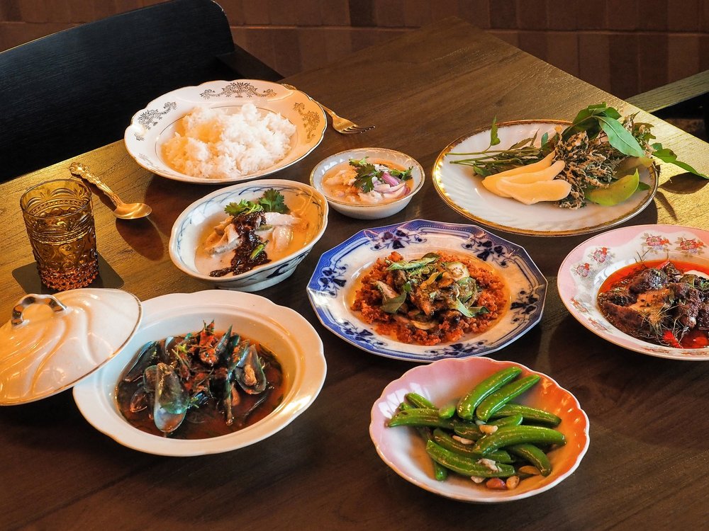 Thai vegetable and meat dishes