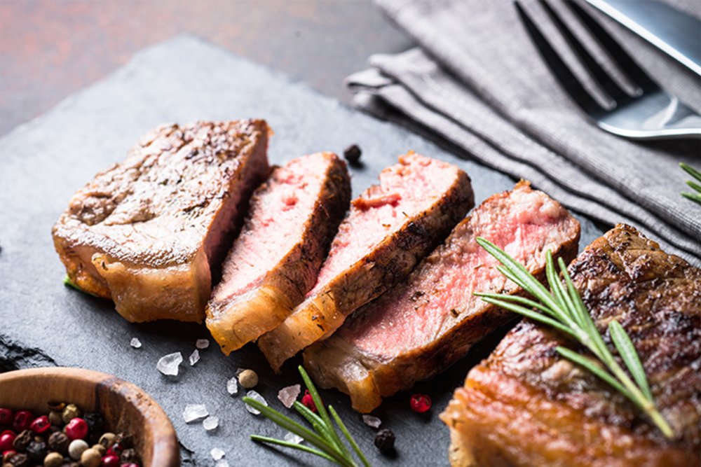 Steak cut into pieces