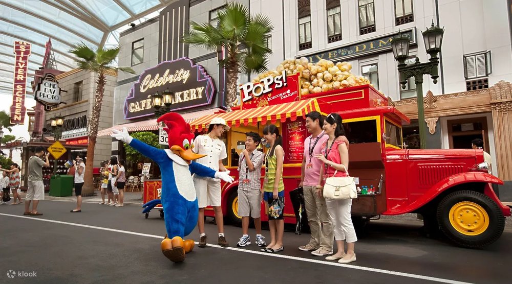 Tourist playing with duck