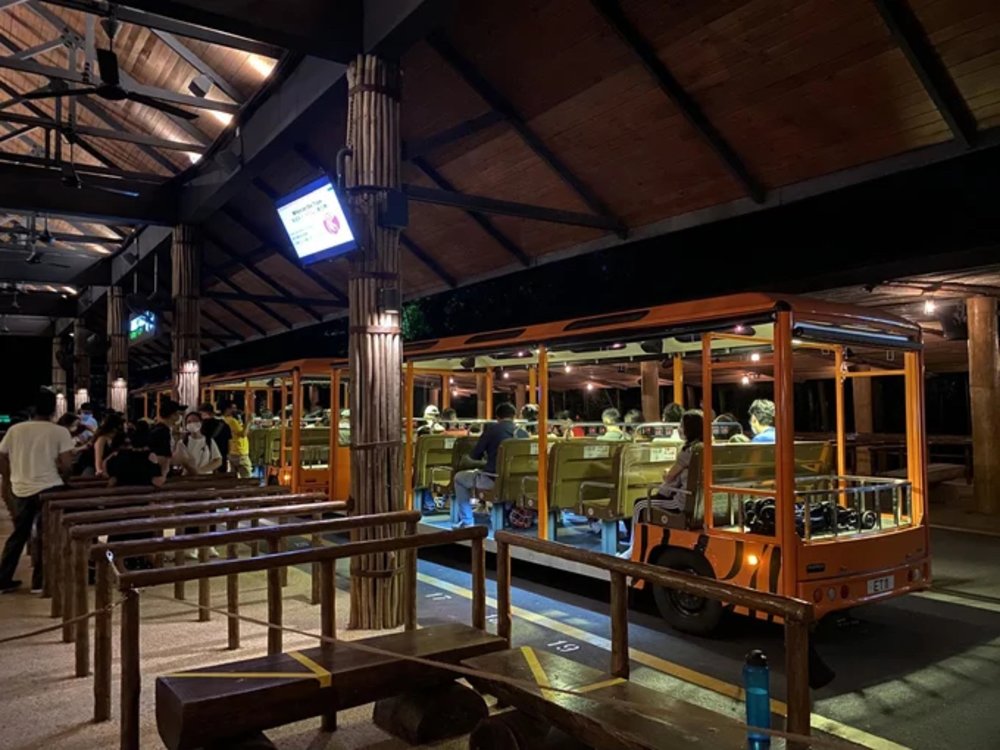 Tourist riding a tram