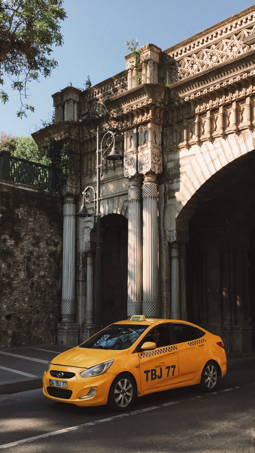 Yellow colored taxis