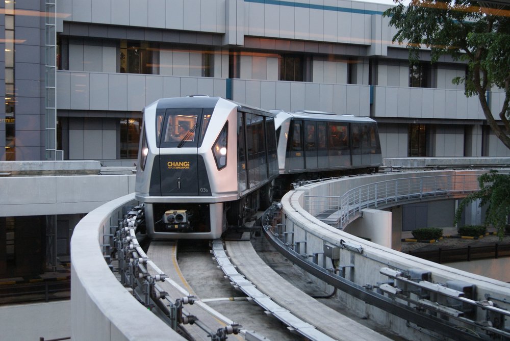 Trains moving in its track