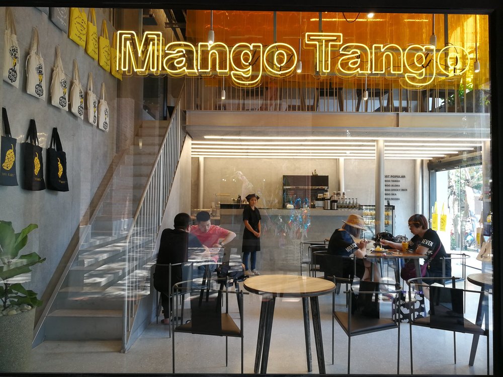 Customer dining inside Mango Tango