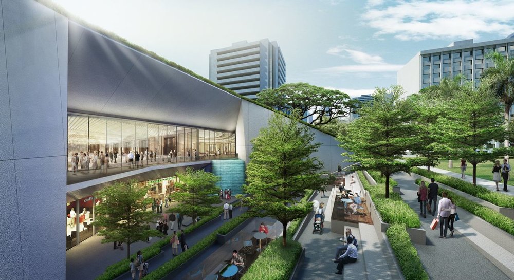 People walking outside the Ayala Garden