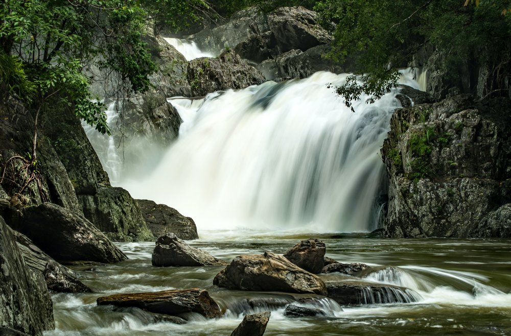 Big rocks and waterfalls