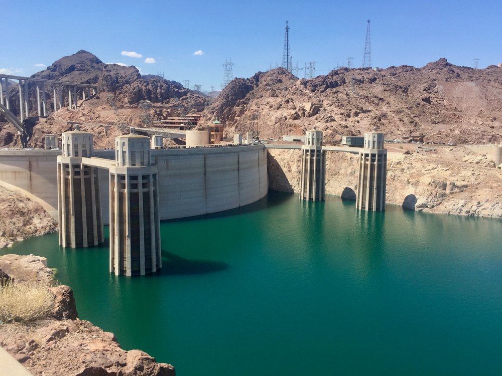 Towers and bridges at Hoover Dam