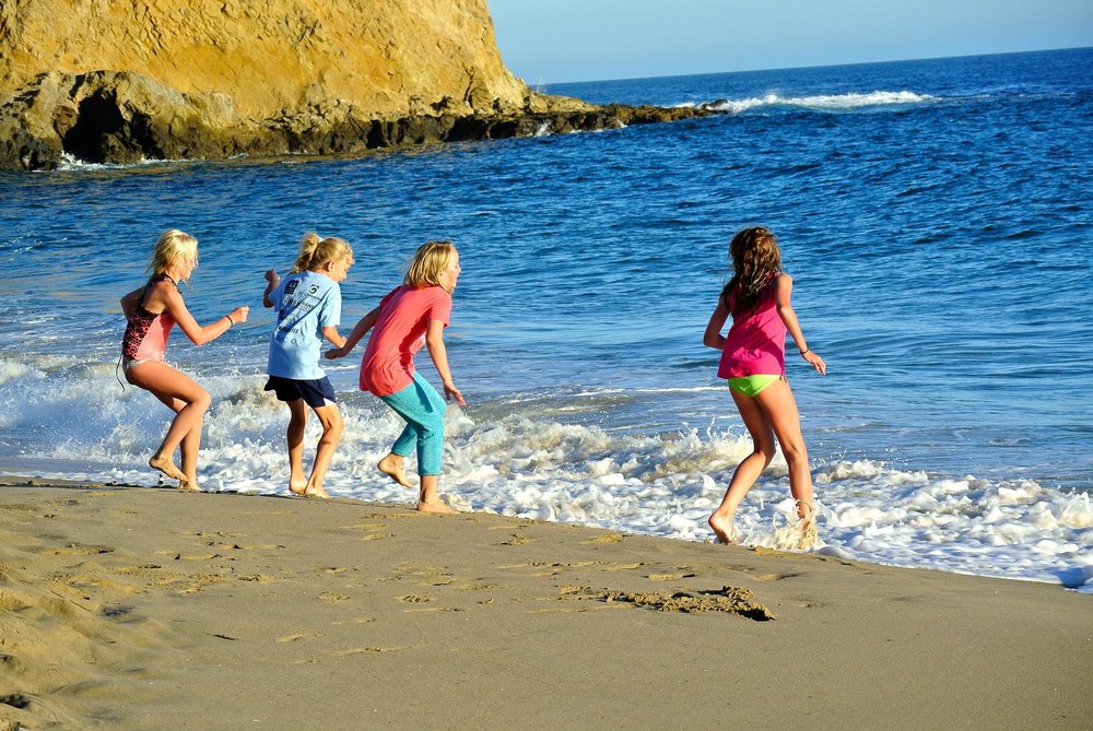 Kids having fun on the beach