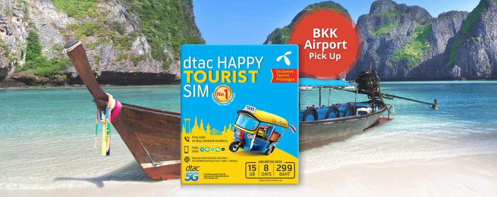dtac sim card pack behind island and boat