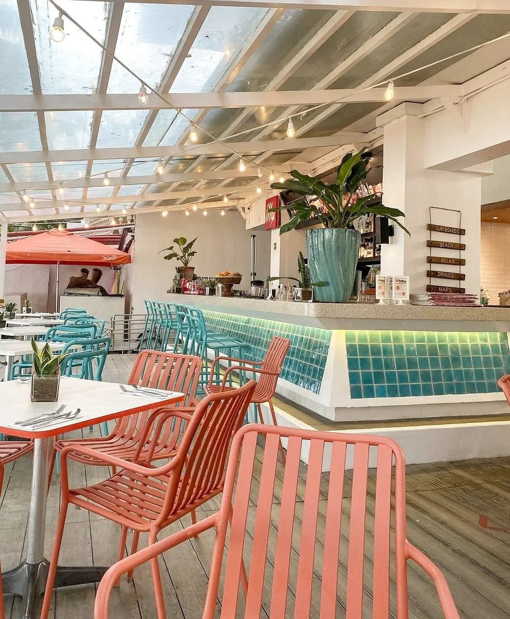 Beach cafe with pastel color