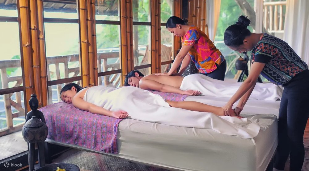 Two person being massaged