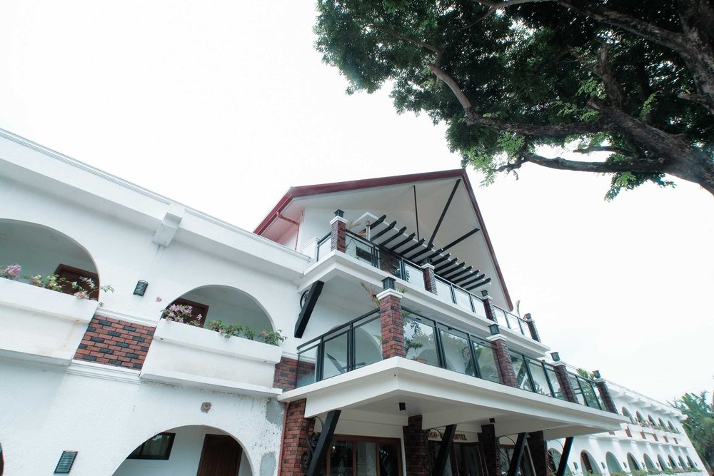 White exterior of the building 