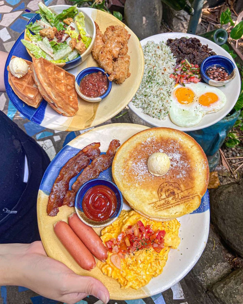 Hearty breakfast brunch food