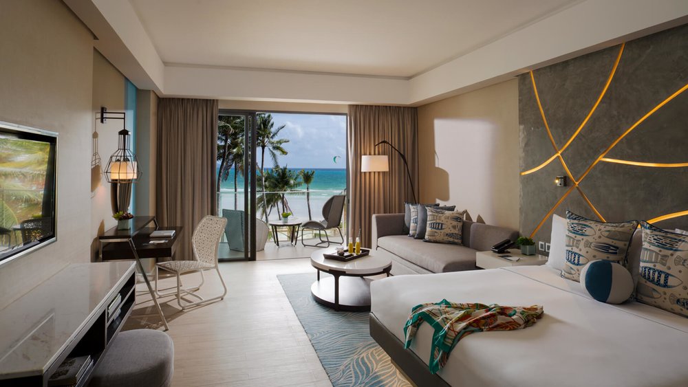 Bed with colorful handkerchief