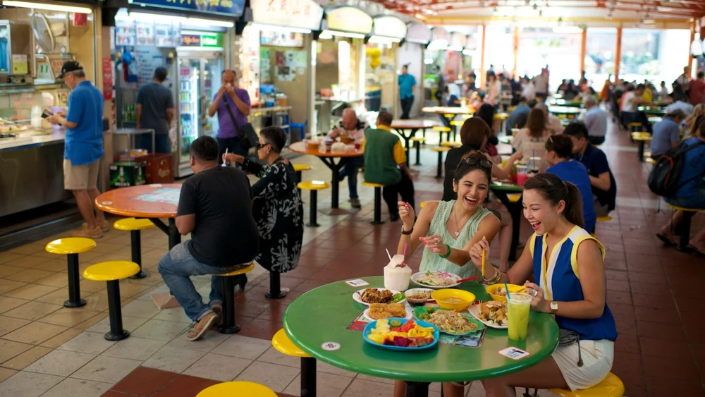 Two girls happy at foods