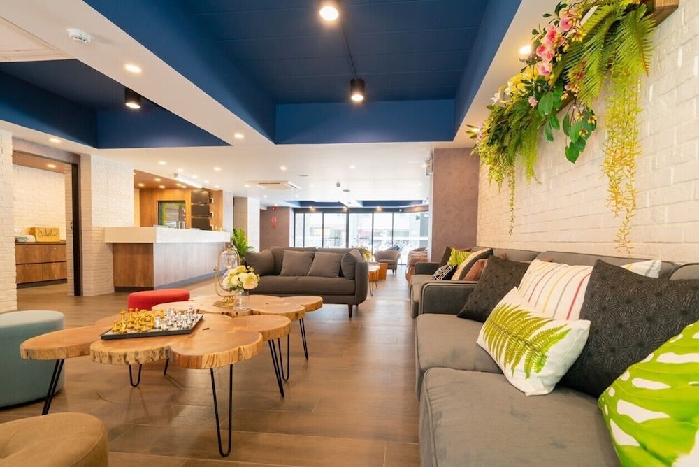 Grey couches with table