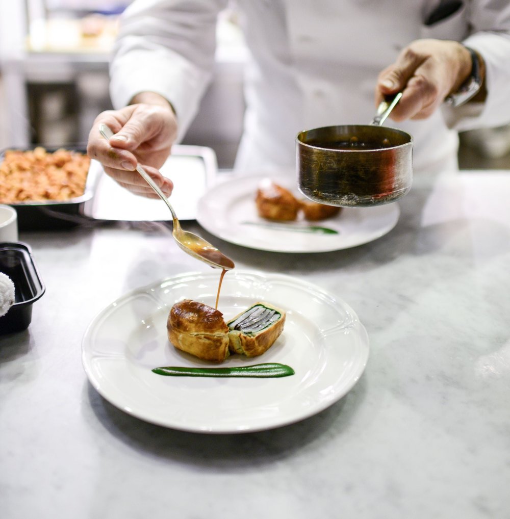 Chef preparing a pastry dish