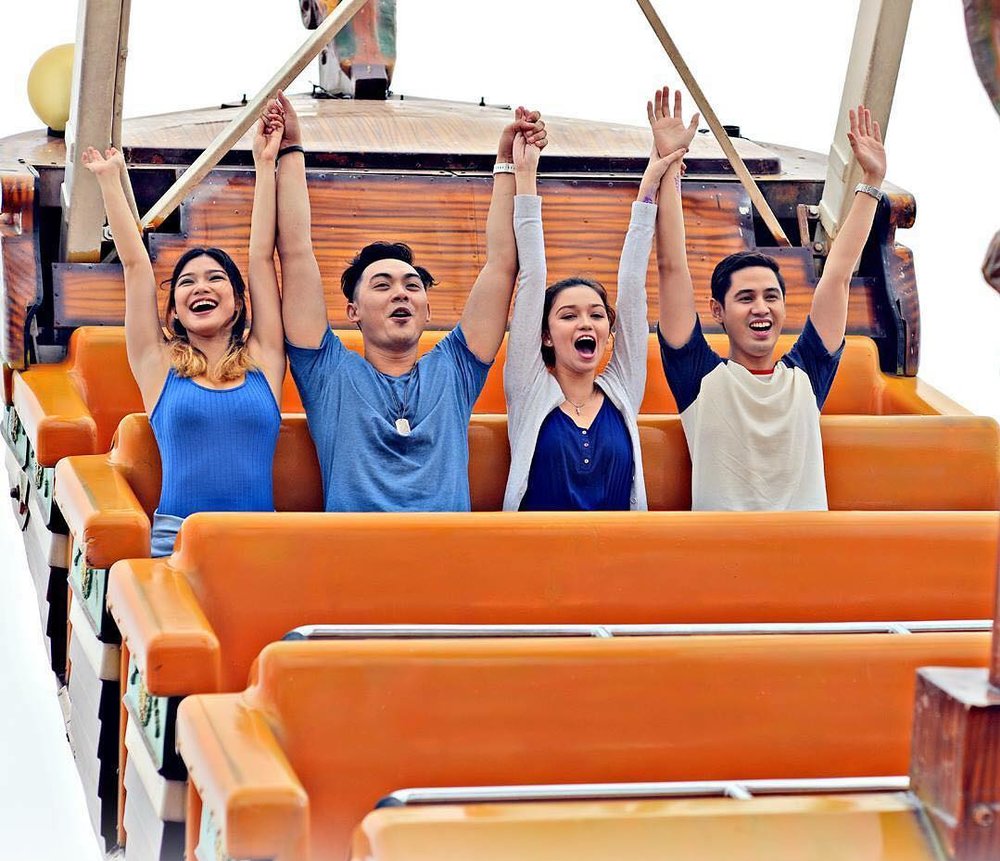 Group of friends enjoying a viking rides