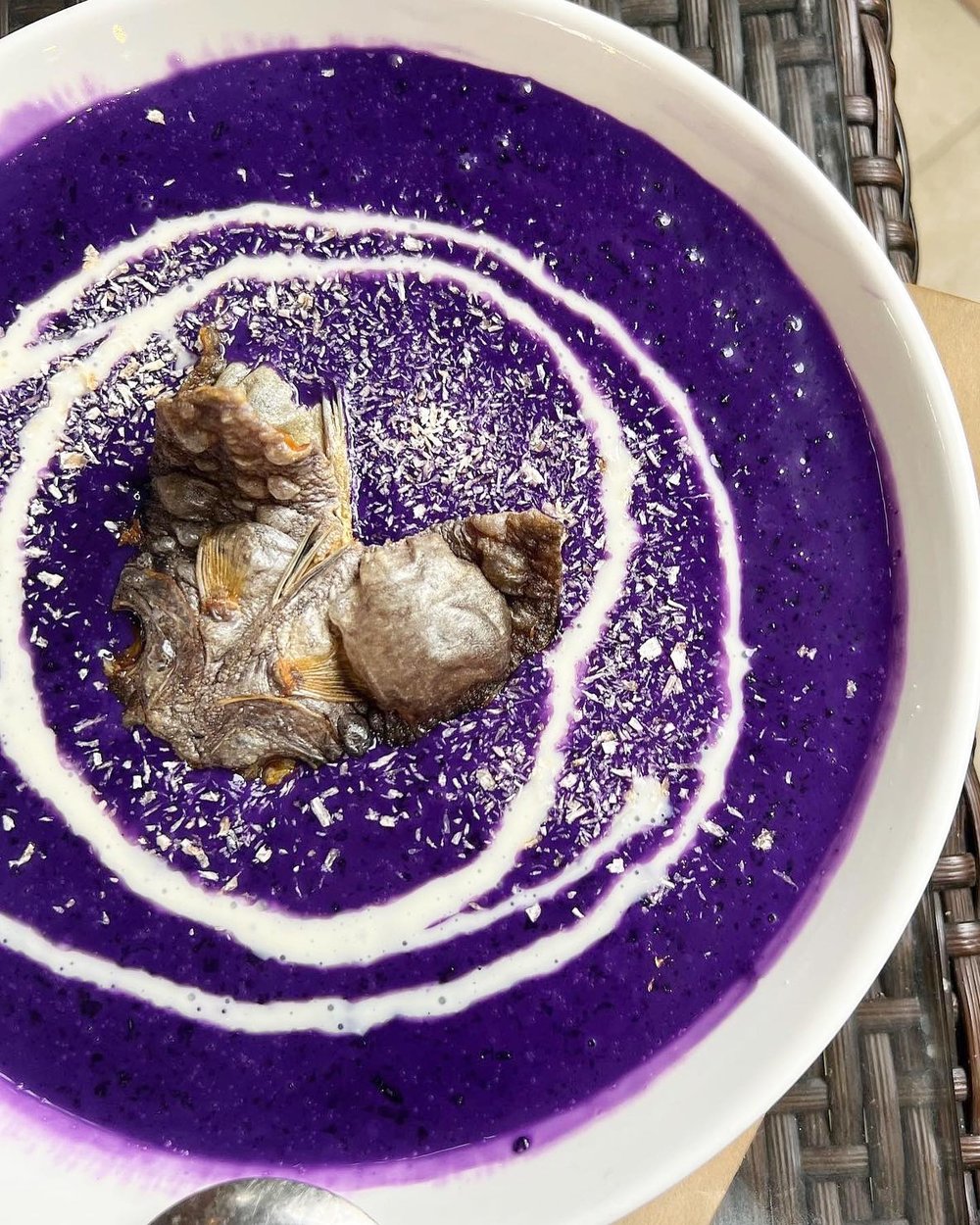 Purple food with fish