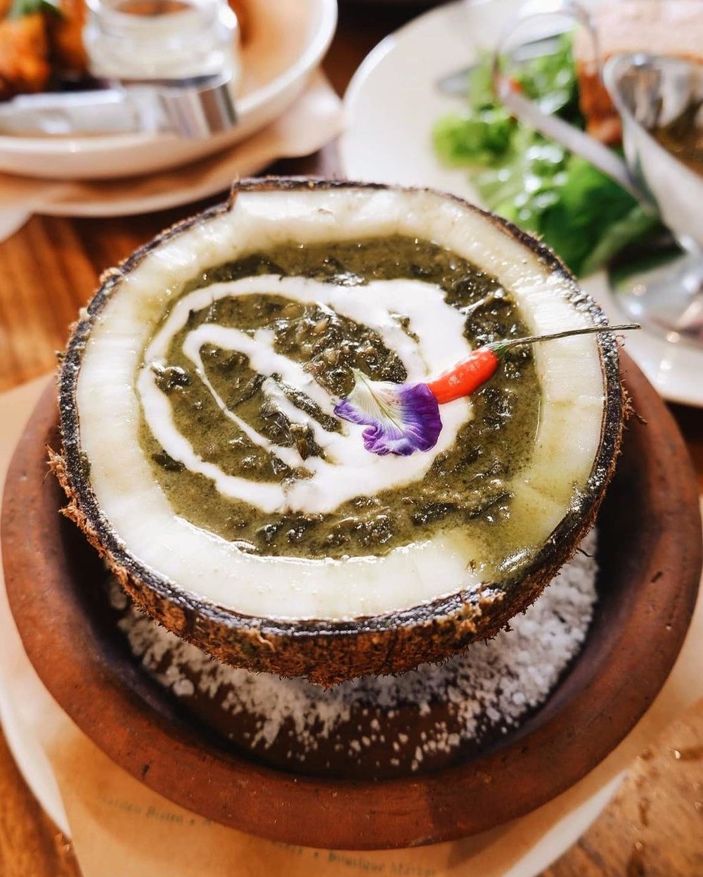 Coconut with green food