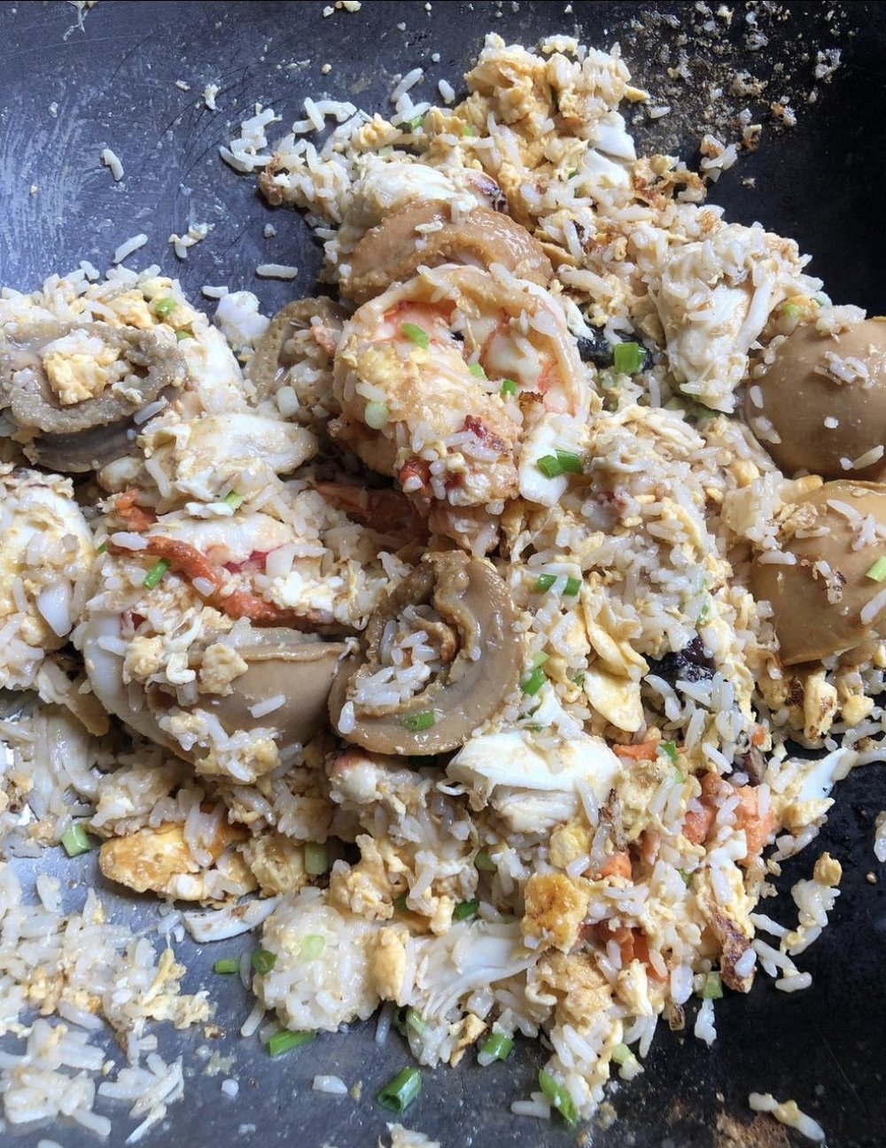 Wok with rice and mushroom