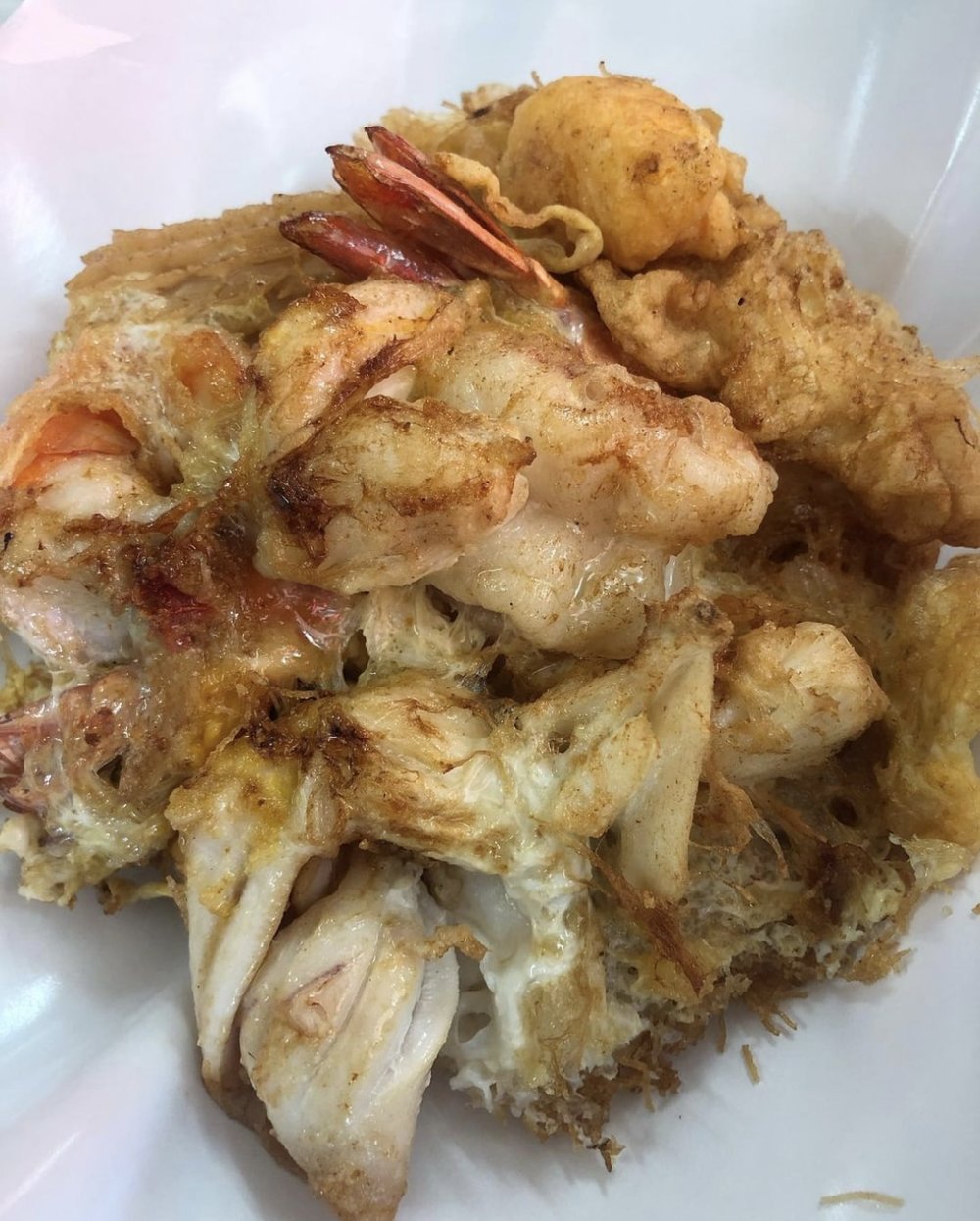 Crispy brown food with shrimp