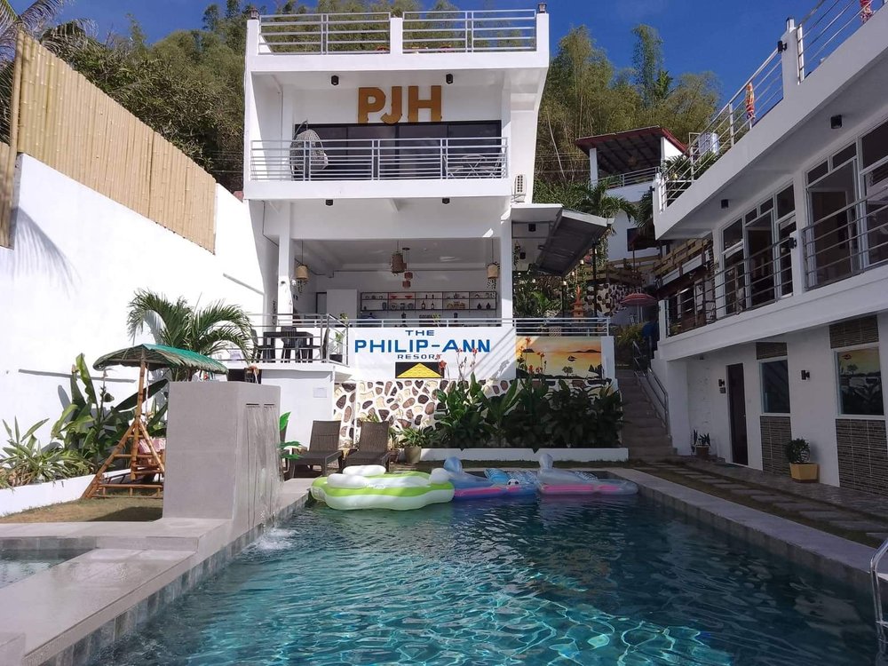 White building with pool