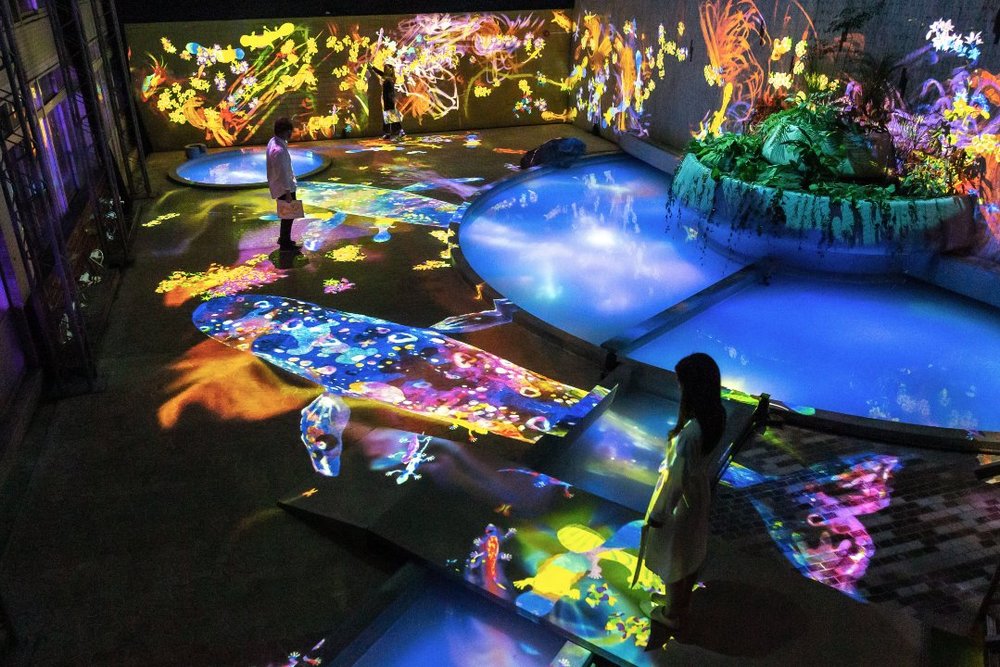 チームラボ かみさまのすまう森 グラフィティネイチャー - 廃墟の湯屋に住む生き物たち、レッドリスト