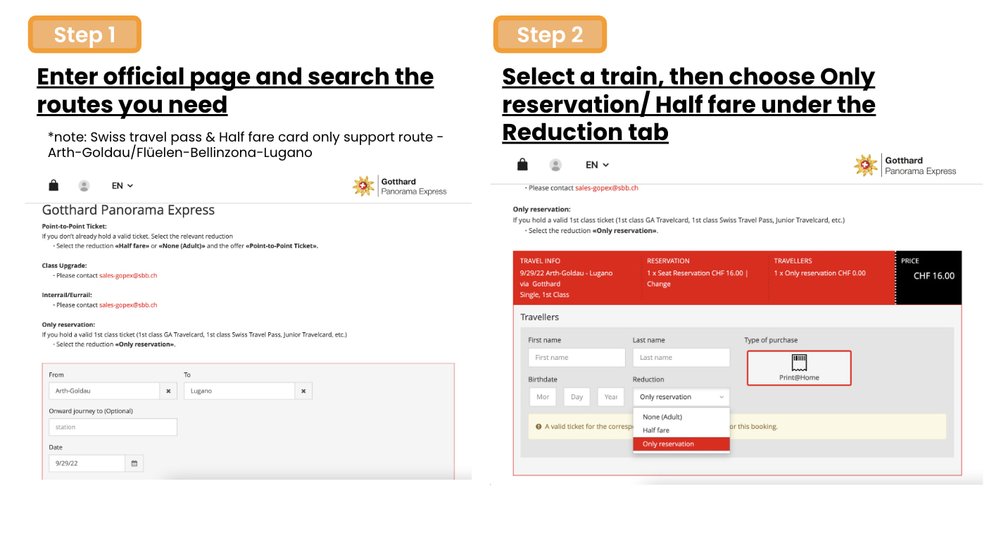 Gotthard Panorama Express Steps 1 to 2