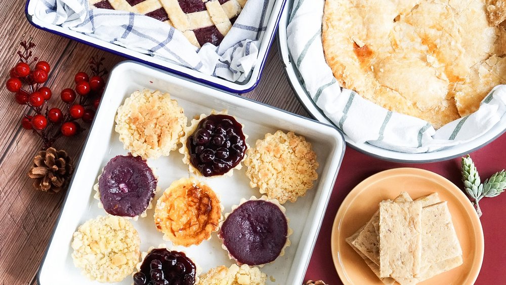 Different pie with toppings