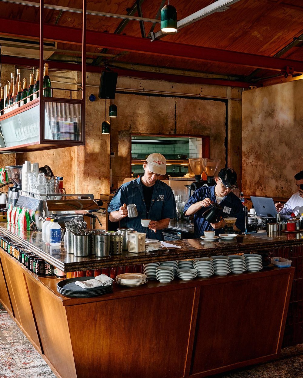 Barista making coffee