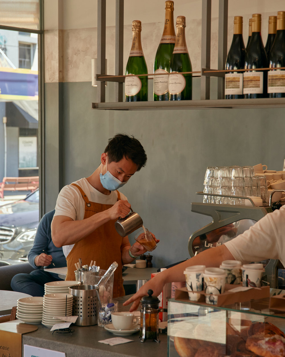 Barista making coffee
