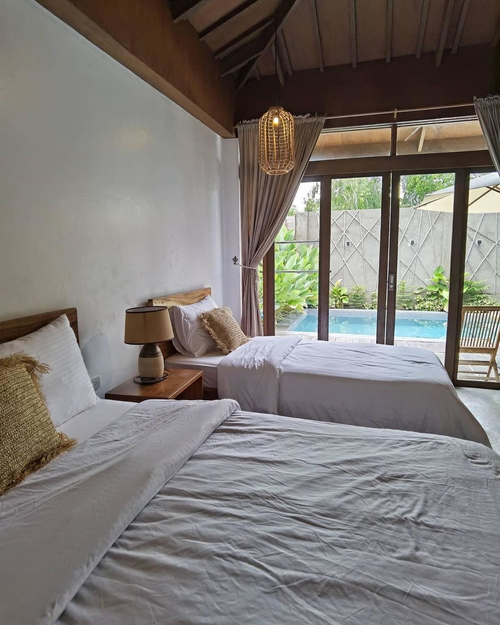 Two beds white sheet