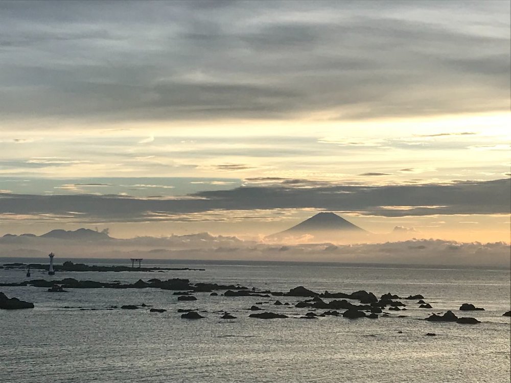 葉山 夕日と富士山
