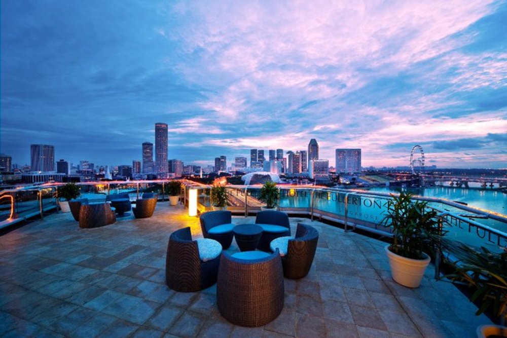 View of Marina Bay at the top