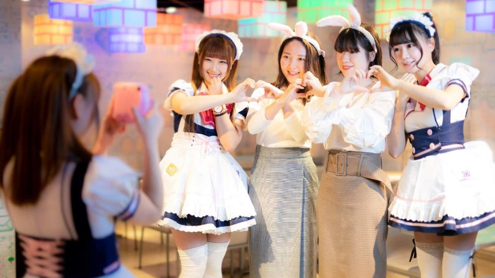 The lovely waitresses dressed in maid costumes are happy to serve!