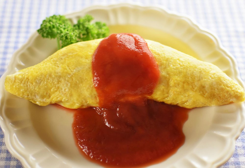 Egg with ketchup