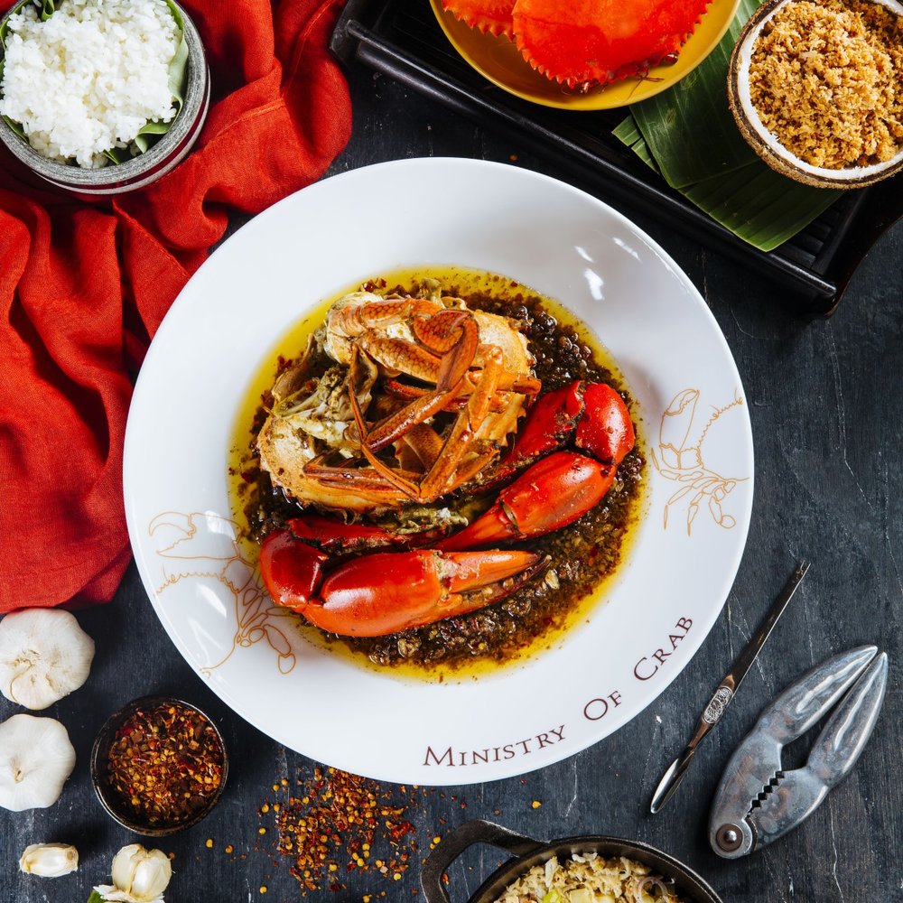 Black table with rice