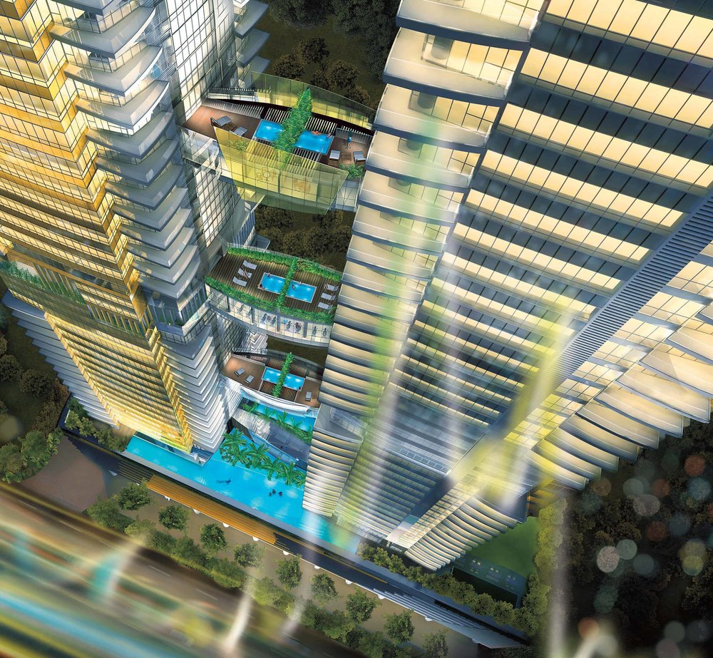 Tall buildings with pool