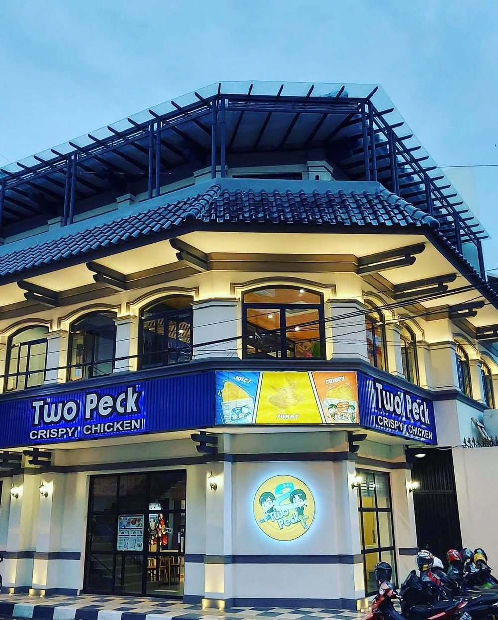 Blue and white signage