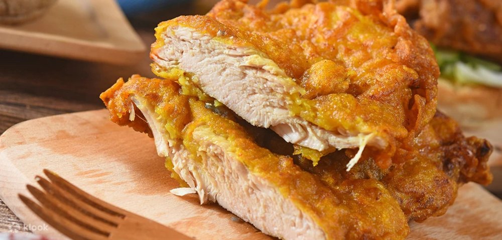 Wooden board and fork