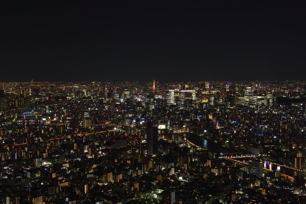 東京スカイツリー　夜景　東京タワー方面　tokyo skytree night view