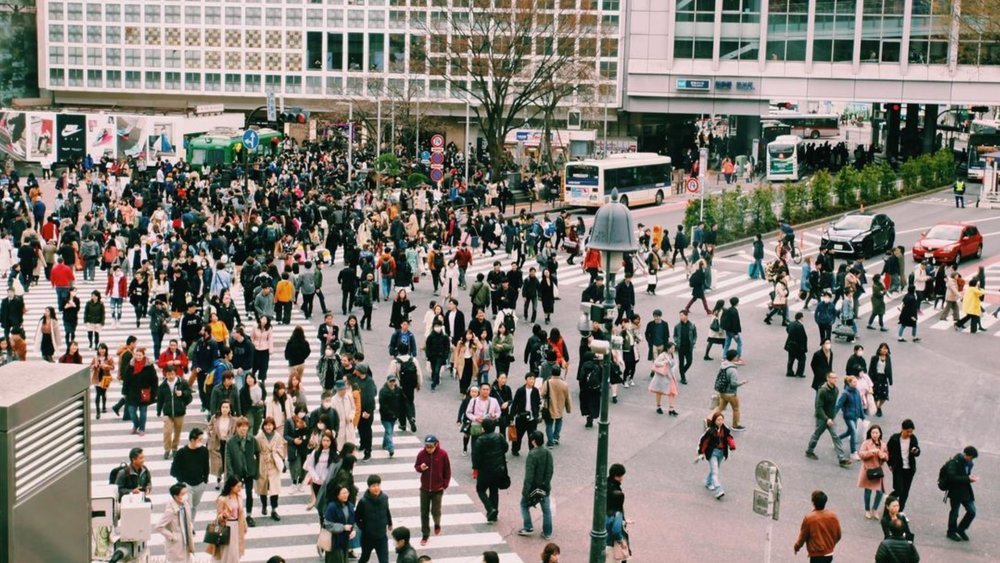 The bustling pedestrian lanes of Tokyo