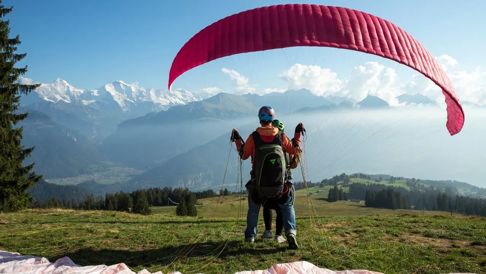 someone paragliding in Interlaken