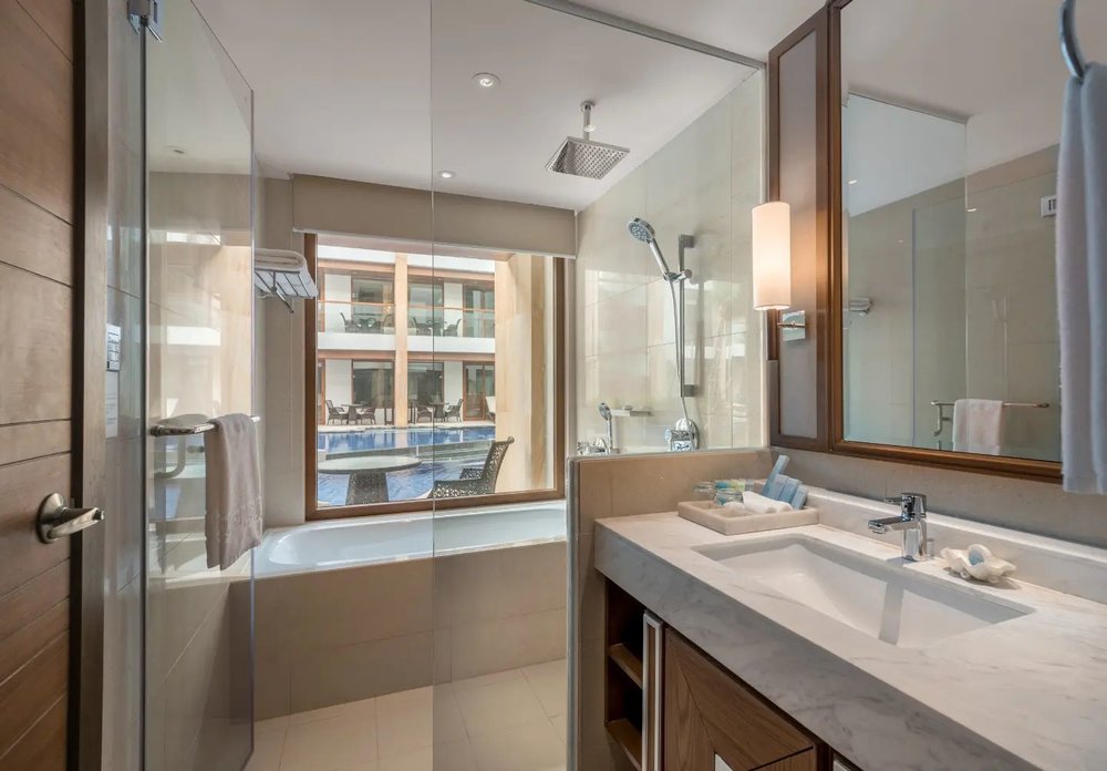 Bathroom with shower and bath thub 