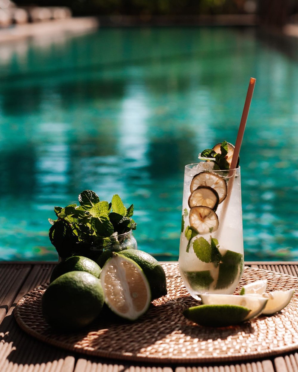 Lime juice beside the pool