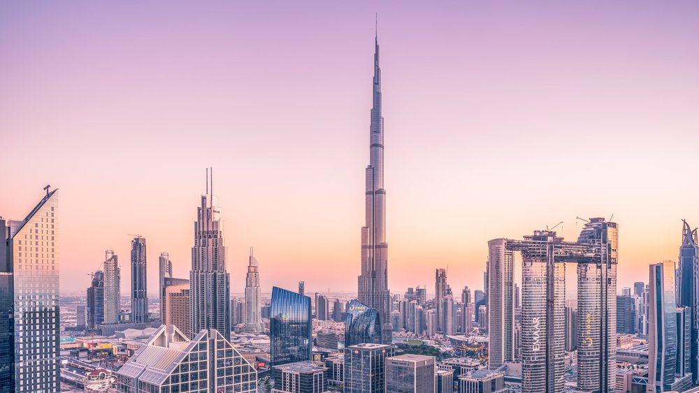 Dubai skyline view in Dubai Mall