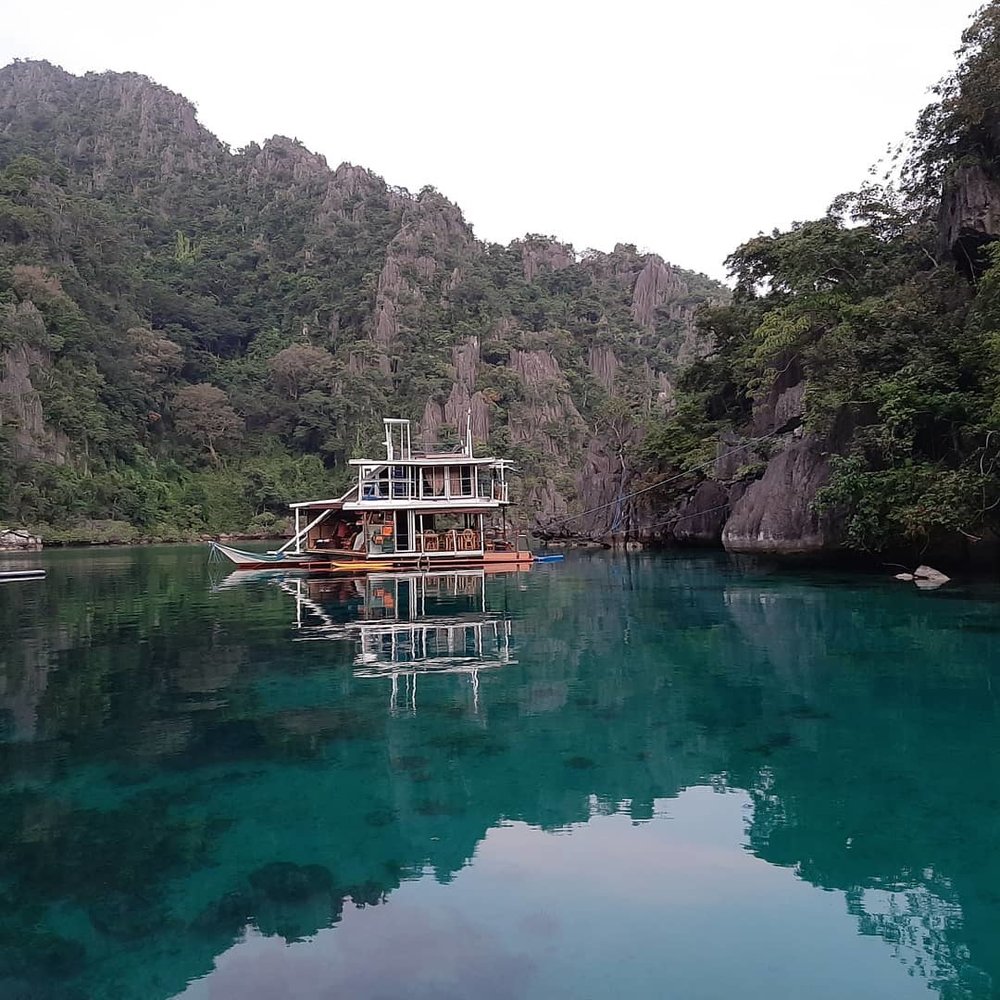 Boat house in the middle of the sea