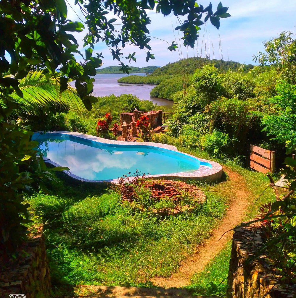 Swimming pool area in Sanctuaria Treehouses