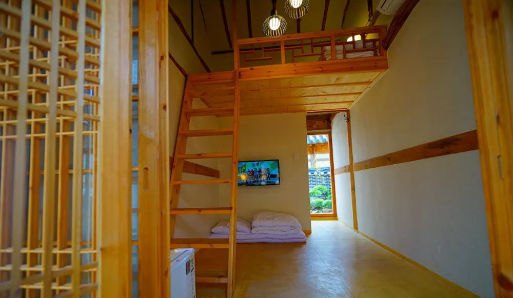 Wooden stairs second floor